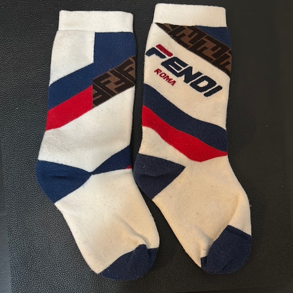 Fendi Blue and White Crew Socks